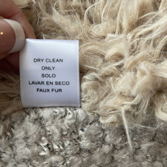 Love Tree Sherpa Vest Wool Blend w/ Vegan Leather Trim Ivory Women’s Large - Picture 9 of 12